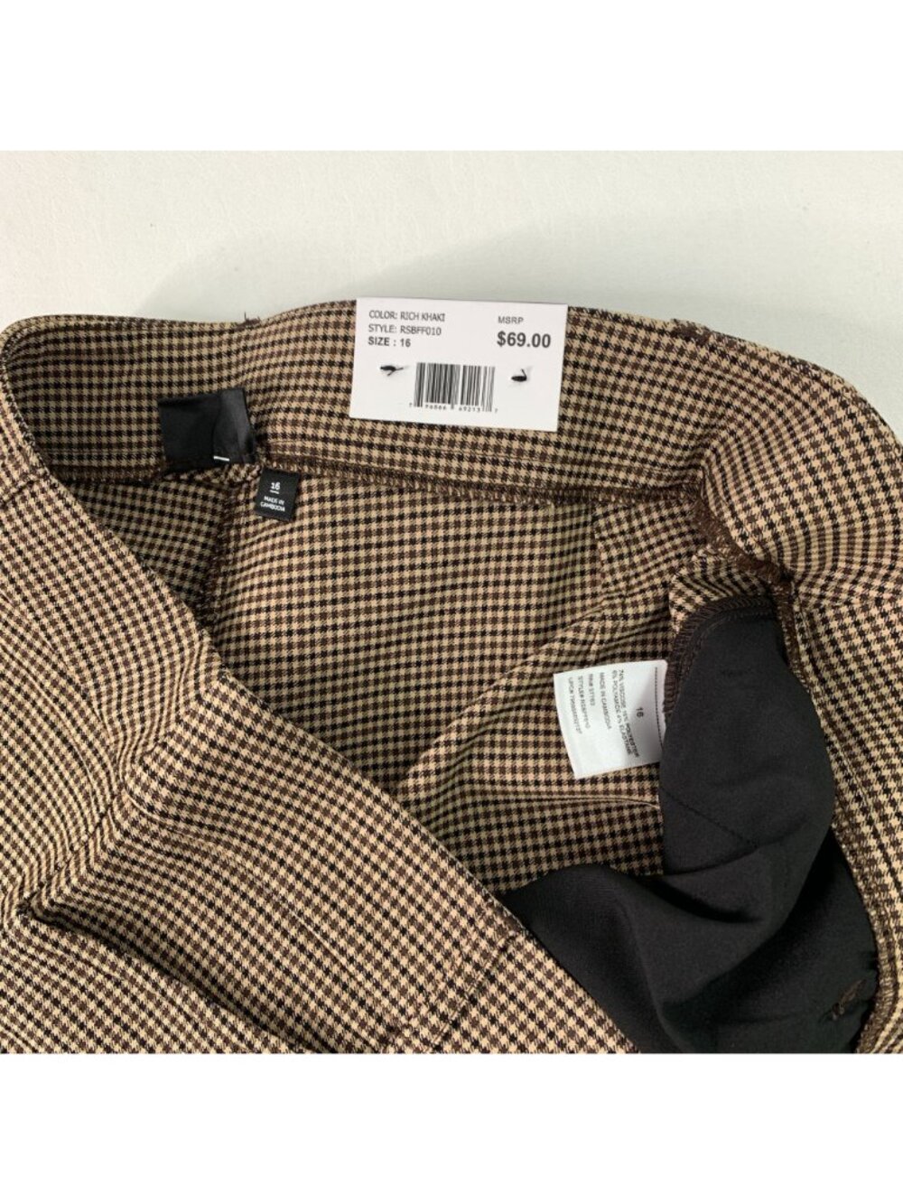 Rafaella Women's Pants 16 Pull-On Stretch Pant Khaki Houndstooth Size 16 - Picture 5 of 8